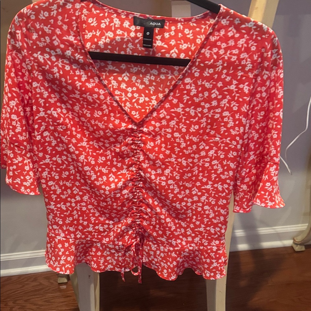 Aqua Scarlet Floral Blouse